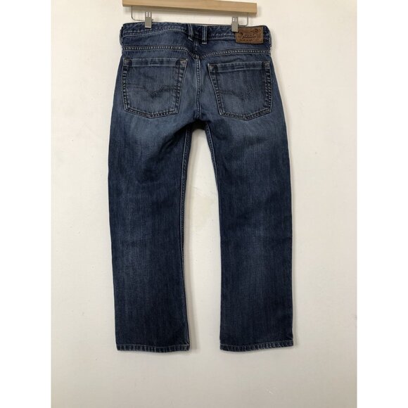 Diesel Industry Zathan Mens 28x25 Blue Denim Jeans Regular Bootcut Hemmed - Picture 3 of 8